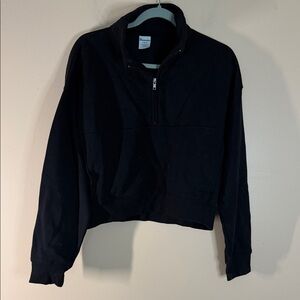 No Boundaries Black Cropped Quarter-Zip Pullover